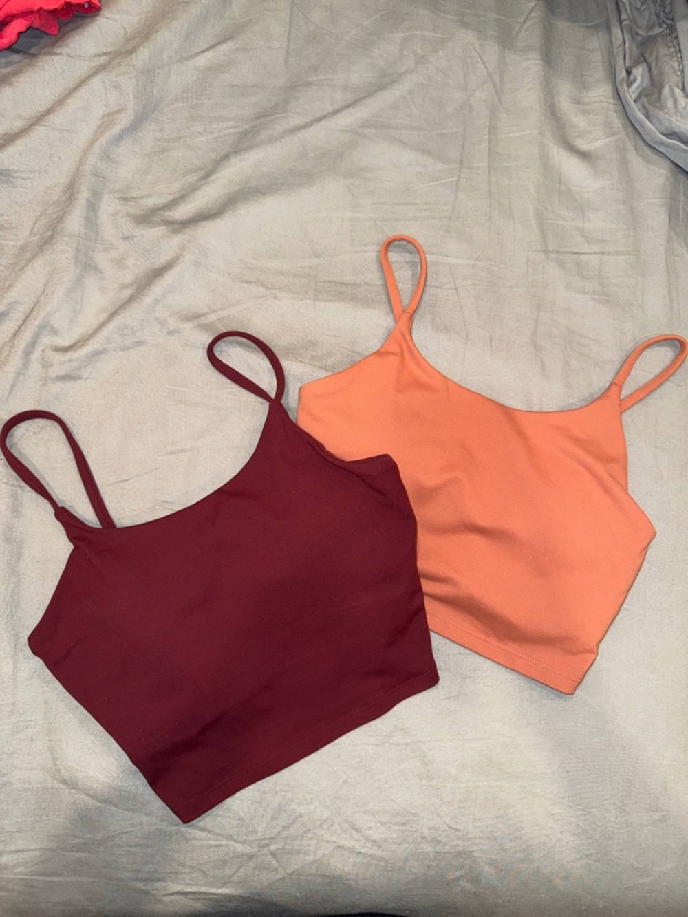 BUNDLE! Spaghetti Strap Cropped Tank Top - Burgundy & Peach